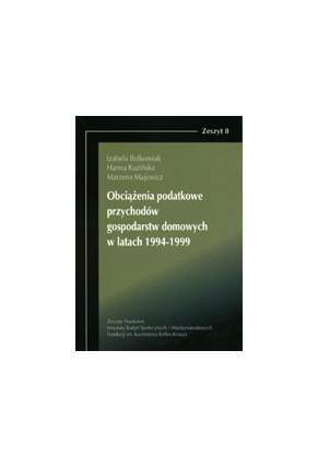 OBCIĄŻENIA PODATKOWE <br>PRZYCHODÓW GOSPODARSTW DOMOWYCH <br>W LATACH 1994- 1999