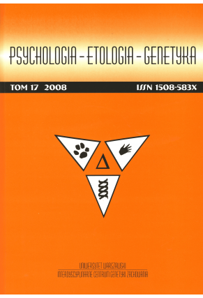 2008 PSYCHOLOGIA – ETOLOGIA – GENETYKA, t. 17