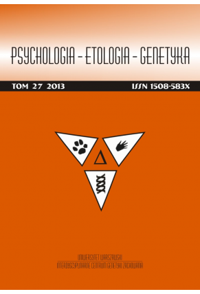 2013 PSYCHOLOGIA – ETOLOGIA – GENETYKA   <br> t. 27 <br>Uwaga! Do kupienia także w PDFie!