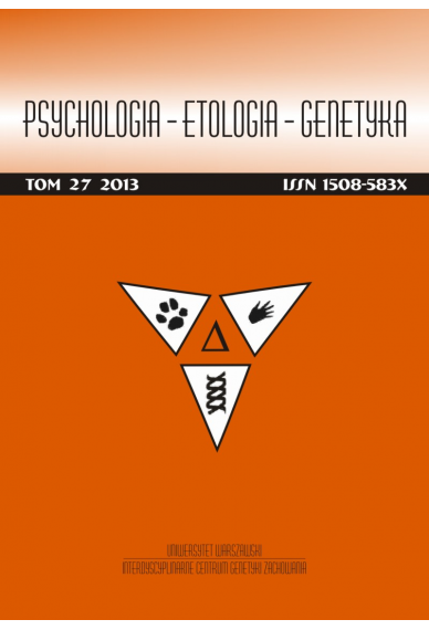 2013 PSYCHOLOGIA – ETOLOGIA – GENETYKA   <br> t. 27 <br>Uwaga! Do kupienia także w PDFie!