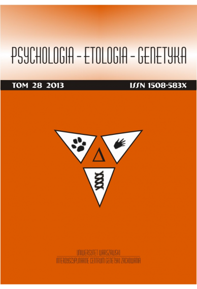 2013 PSYCHOLOGIA – ETOLOGIA – GENETYKA <br>t. 28 <br>Uwaga! Do kupienia także w PDFie!