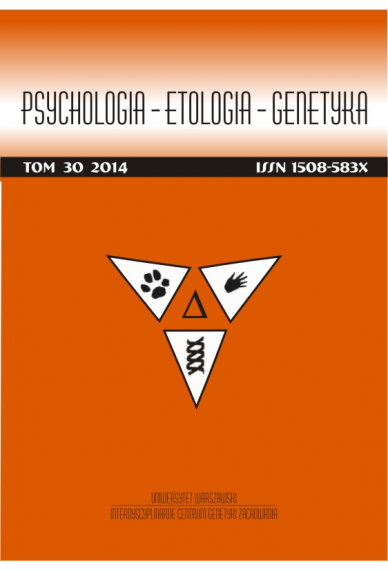 2014 PSYCHOLOGIA – ETOLOGIA – GENETYKA <br>t. 30 <br>Uwaga! Do kupienia także w PDFie