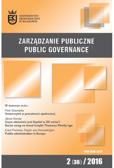 2016 ZARZĄDZANIE PUBLICZNE <br> nr 2 (36) <br>Uwaga! Do kupienia także w PDFie