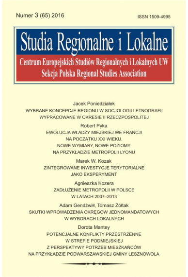 2016 STUDIA REGIONALNE I LOKALNE, NR 3 (65) <br> Uwaga! Do kupienia także w PDFie