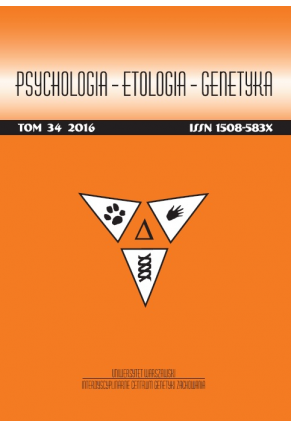 2016 PSYCHOLOGIA – ETOLOGIA – GENETYKA <br>t. 34 <br>UWAGA, do kupienia także w PDFie!