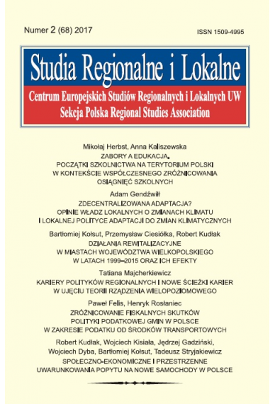 2017 STUDIA REGIONALNE I LOKALNE, NR 2 (68) <br> Uwaga! Do kupienia także w PDFie
