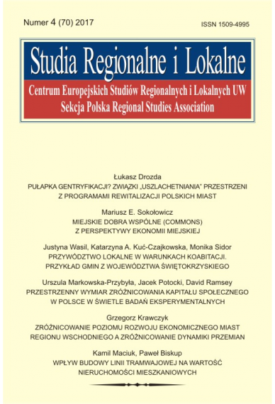 2017 STUDIA REGIONALNE I LOKALNE, NR 4 (70) <br> Uwaga! Do kupienia także w PDFie