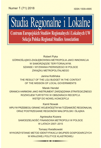 2018 STUDIA REGIONALNE I LOKALNE, NR 1 (71) <br> Uwaga! Do kupienia także w PDFie