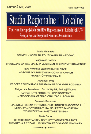2007 STUDIA REGIONALNE I LOKALNE nr 2 (28)<br>UWAGA!!! Do kupienia także w PDFie