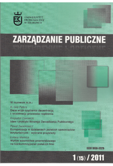 2011 ZARZĄDZANIE PUBLICZNE <br>nr 1 (15) <br>UWAGA! Do kupienia także w PDFie!