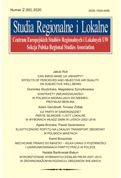2020 STUDIA REGIONALNE I LOKALNE, NR 1 (79)<br> Uwaga! Do kupienia także w PDFie